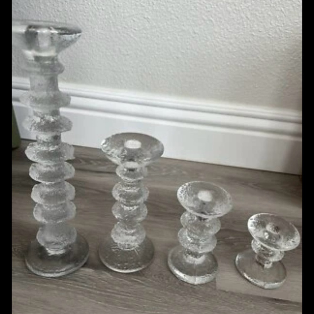 Vintage MCM Festivo candle holders by Timo Sarpanera for Littala 1970 set of 4